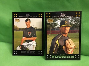 Shane Youman, Juan Perez, two 2007 Topps Rookie Cards, #288 & #633, Pirates - Picture 1 of 6