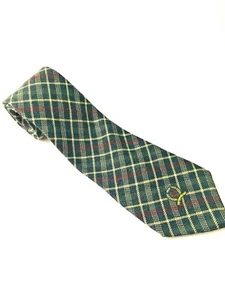 Tommy Hilfiger Wool/Silk Blend Men's Green Burgundy Necktie, 56" X 4" - Picture 1 of 5