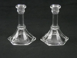 Vintage HOMCO 6” Clear Glass Candlesticks Candleholders - Set of 2 - Foto 1 di 5
