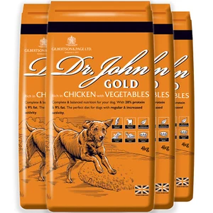 Dr John Gold Dry Dog Food 4x4kg Chicken with Vegetables Adult Working Dogs - Picture 1 of 6