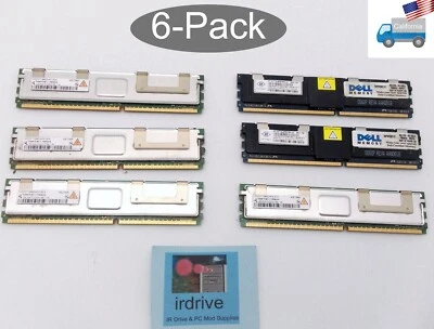 Kit de memoria de servidor Dell Precision 490 6 GB (1 GB x 6) 2Rx8 PC2-5300F DDR2 240 pines Foto 1 de 4