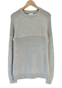 Reiss Mote Grey Chunky Knit Jumper Size XS 34-36” Fisherman Round Neck Sweater
