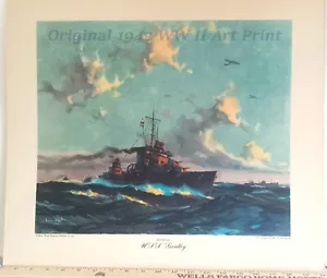 VENDITA! 1942 SECONDA GUERRA MONDIALE USS GRIDLEY CACCIATORPEDINIERE nave marina statunitense stampa litografica Gordon Grant arte - Foto 1 di 4