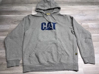 Caterpillar Hoodie Mens Sz L Gray CAT Sweatshirt Embroidered Spell Out Workwear - Image 1 of 4