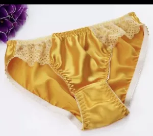 Luxury 100% mulberry silk panties briefs bikinis-Size L - Golden - Picture 1 of 5