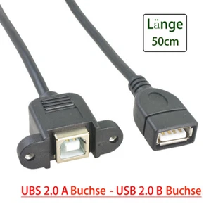 USB2.0 A Buchse auf USB2.0 B Buchse Druckerschnittstelle 50cm Verlängerungskabel - Picture 1 of 5