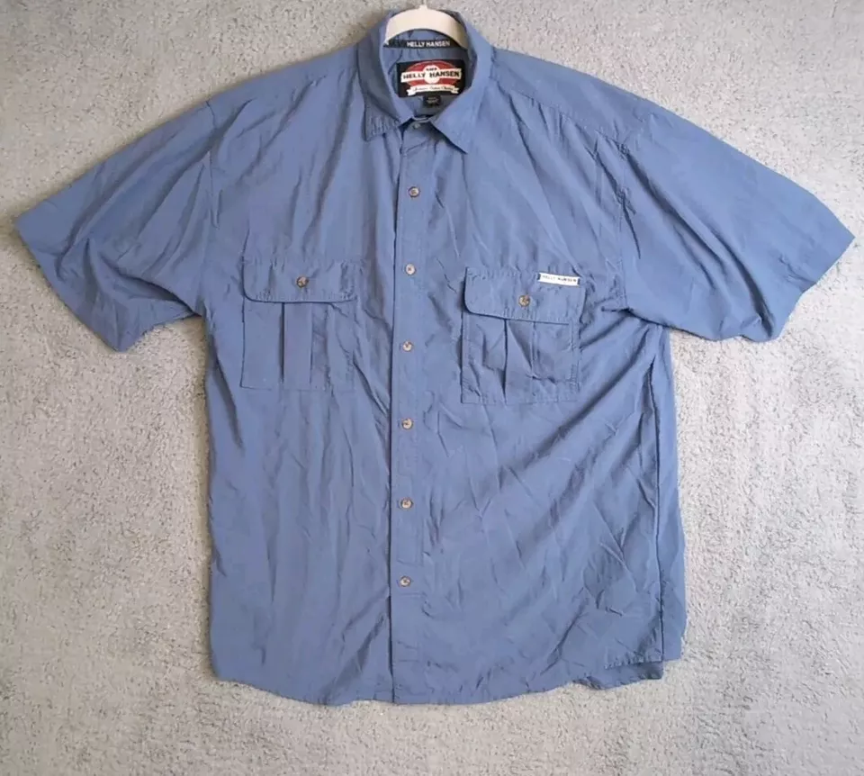 Helly Hansen Shirt Mens Medium Blue Quick Dry Marine Sailing Outdoor Hiking  - Image 1 of 4