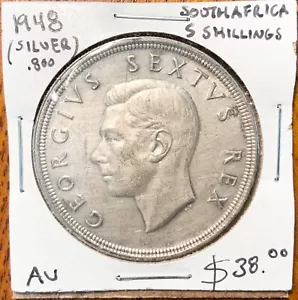 1948 South Africa 5 Shillings (Silver .800) - Picture 1 of 4