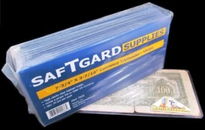Pack of 25 SafTGard LARGE Dollar Bill TOPLOADERS up to 7-3/4" X 3-7/16" CURRENCY - Picture 1 of 2