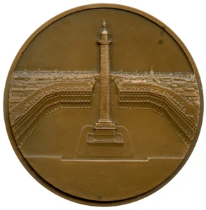 MEDALLA DE BRONCE FRANCE PARIS COLUMN VENDOME THE UNION ASEGURANCE ASEGURANCE 67mm 151g - Imagen 1 de 4