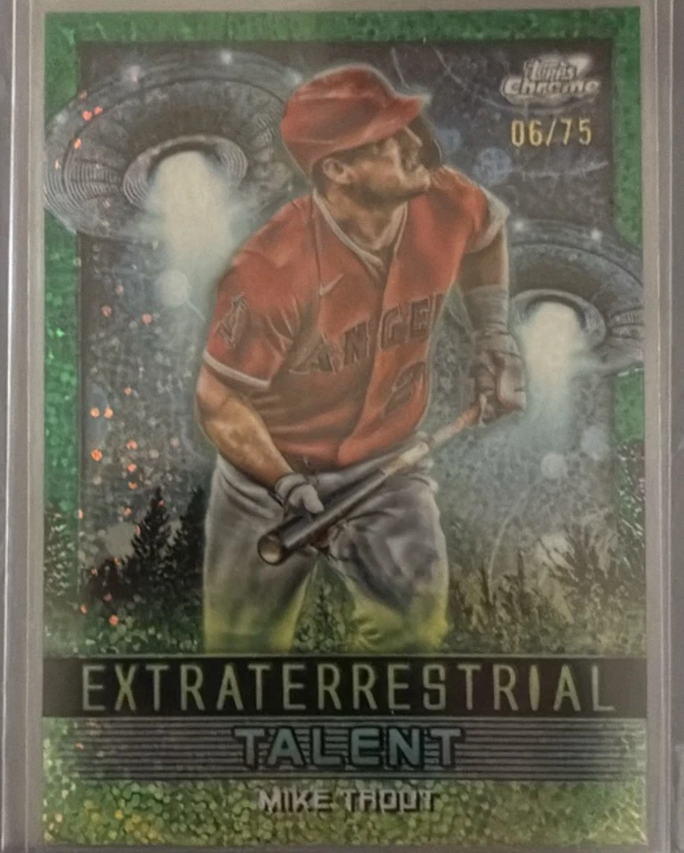 2024 Topps Cosmic Chrome - Extraterrestrial Talent Mike Trout #ET-10 Green Space - Image 1 of 2