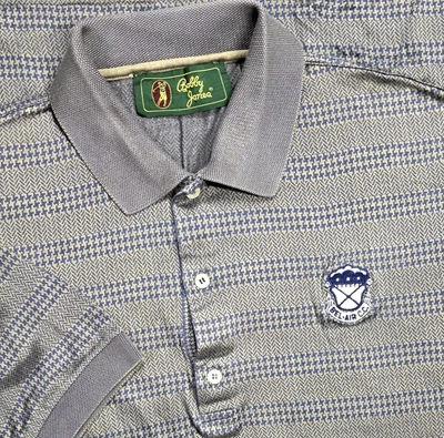 Bobby Jones "BEL-AIR C.C" Embroidered Golf Polo Shirt L Made ITALY Houndstooth - Image 1 of 4