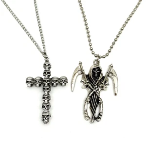 Lote Collar Colgante Cruz Calavera Apilado Parca Muerte Joyería Halloween - Imagen 1 de 5