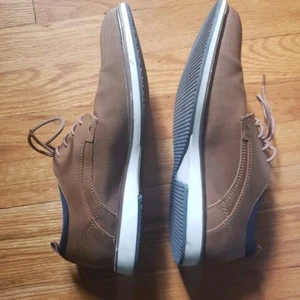 Aldo Shoes Mens 12 Dress Plain Toe Oxford Gray Faux Leather Lace Up Flats(7) - Picture 1 of 7