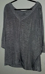 Lane Bryant Women's Plus Size 26/28 Top Silver Shimmer Zipper Shoulder Sleeve - Picture 1 of 6