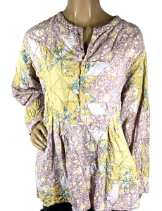 Magnolia Pearl Quiltwork Sunni Top Impression OS High Low Long Sleeve Snaps - Picture 1 of 16