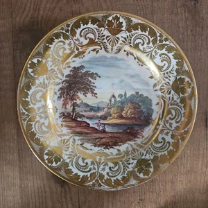 Antique Crown Derby Plate View In Cumberland C.1815 Handpainted - Picture 1 of 9