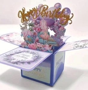 BEAUTIFUL NEW WOMENS PREMIUM POP-UP 3D FLORAL BIRTHDAY CARD “HAPPY BIRTHDAY” - Picture 1 of 3