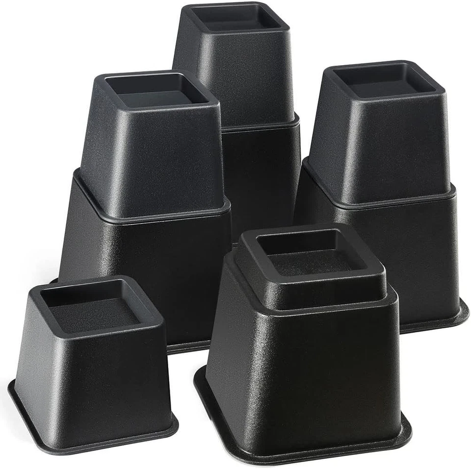 Home-it Adjustable Bed Risers for Furniture - Black