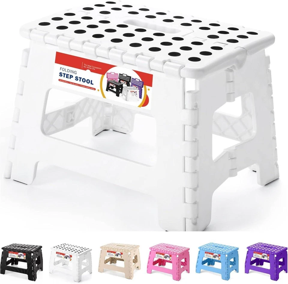 1-2 Pack Folding Step Stool  Plastic Foldable Stools Portable  9" 11" 13" - Image 1 of 4