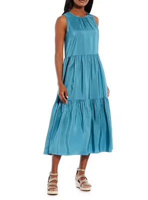 Vestido midi sin mangas Eileen Fisher talla XS River seda lavada en capas NUEVO $350 Foto 1 de 4