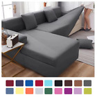 Funda de sofá elástica de color liso de 1/2/3/4 asientos fundas de sofá de esquina 1 pieza