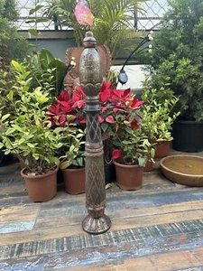 Antiguo Pilar de Madera Hecho a Mano Latón Cobre Antiguo 29 X 5"" Pilar Grande - Imagen 1 de 12