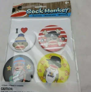 LOT PINS BUTTONS Sock Monkey nib  - Picture 1 of 3