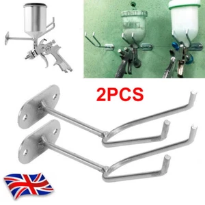 2 Paint Spray Gun Holder Stand for Gravity Feed Cup HVLP Wall Mounted Hook Booth - Picture 1 of 7