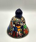 Mexican Folk Art  Terra Cotta Clay Bell Hand Painted And Colorful