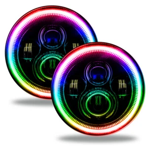 Oracle 7in High Powered LED Headlights - Black Bezel - ColorSHIFT w/o Controller - Picture 1 of 10