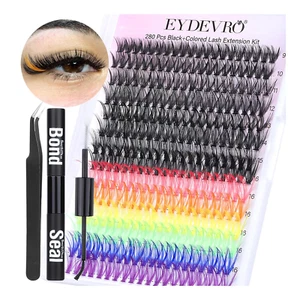 Kit de extensión de pestañas racimos de pestañas de colores hágalo usted mismo kit de extensión de pestañas 6 colores lluvia - Imagen 1 de 7