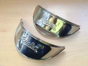 AUSTIN A30 - A35 HEADLIGHT PEAKS (EMBOSSED) STAINLESS STEEL-CLASSIC CAR - Picture 1 of 3