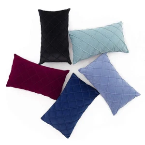 Lumbar Pillow Cover 12x20 Inch Pleated Decorative Soild Velvet Throw Pillow Case - Picture 1 of 22