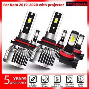 9005+9005+H11 LED Headlight Fog Light Bulbs Combo 6500K For Dodge Ram 2019-2020 - Picture 1 of 10