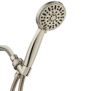 AquaDance High Pressure 6-Setting Brushed Nickel 4" Handheld Shower, 5 Foot Hose - Picture 1 of 7