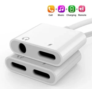 2 in 1 Dual Adapter 3.5mm Headphone & Charger For iPhone 8 PLUS X XS XR 11 12 13 - Picture 1 of 8