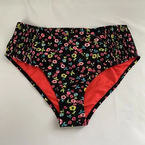 Parte inferior de bikini Cyn & Luca para mujer cintura alta pierna alta floral lateral fruncido talla S - Imagen 1 de 3