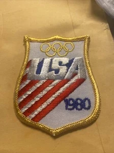 1980S USA Olympics United States Red White Blue Embroidered Jacket Shield Patch - Picture 1 of 2