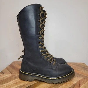 Dr. Martens Aleina Tall Combat 14 Ösen Schnürstiefel Blumenmuster Überschlag Größe 5 - Bild 1 von 10