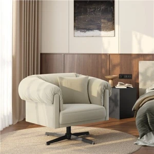 Modern Swivel Accent Chair w/Pillow Velvet Upholstered Comfy Armchair - Picture 1 of 14