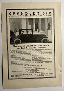 1920's Chandler Six Sedan Coupe Automobile Print Ad & Minneapolis Heat Regulator - Picture 1 of 2
