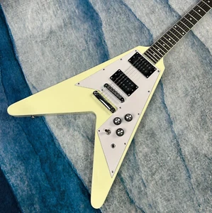Fly-V E-Gitarre Creme Gelb Farbe Mahagoni Korpus Tune-O-Matic Brücke - Bild 1 von 6