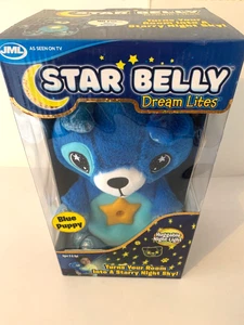 JML Star Belly Dream Lites Huggable Plush Children's Night Light. Blue Puppy Toy - Picture 1 of 15