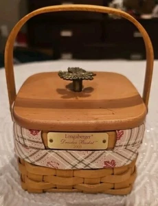 LONGABERGER DRESDEN BASKET 2003+LID+PLAID LEAF LINER+PROTECTOR+CDY CORN HANGTAG - Picture 1 of 19
