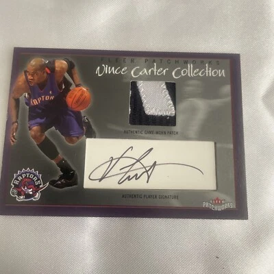 2003-04 Fleer Patchworks Vince Carter Collection Patch Auto Serial Number 10/15 - Image 1 of 4