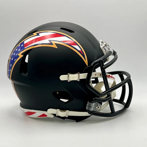Los Angeles Chargers CUSTOM Concept Matte Black Stars & Stripes Mini FB Helmet Cover