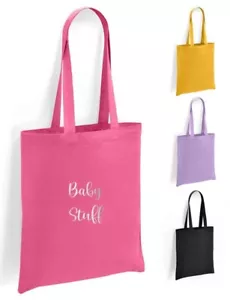 Baby Stuff Print Tote Shopping Bag 100% Cotton with long handles - Picture 1 of 11