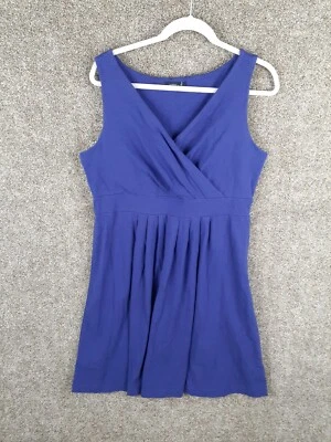 Lands' End Dress Womens L (14-16) Blue Knit Crossover Pleat Front V-Neck Casual - Image 1 of 4