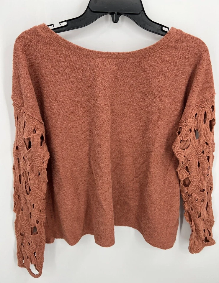 Suéter Hebilla Trucos Mujer L Polvoriento Rosa Cuello Barco Crochet Manga Abierta Boho Foto 1 de 4